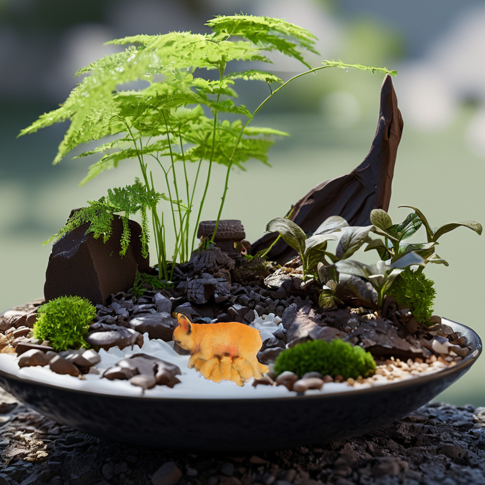 Realistic Mini French Bulldog  - đánh giá và giá Succulent Arrangement Mini